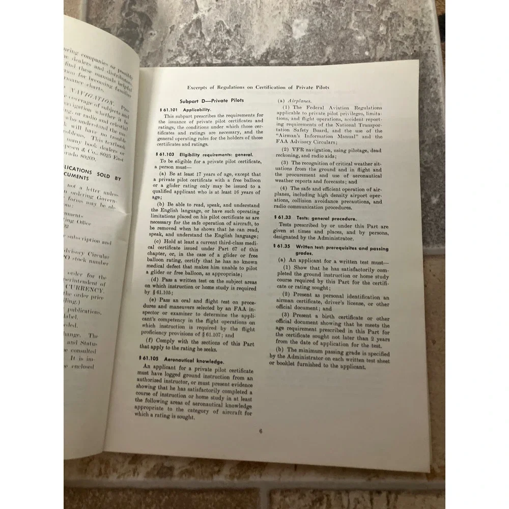 1977 Private Pilot Airplane Written Test Guide FAA Commercial Flight Study Book